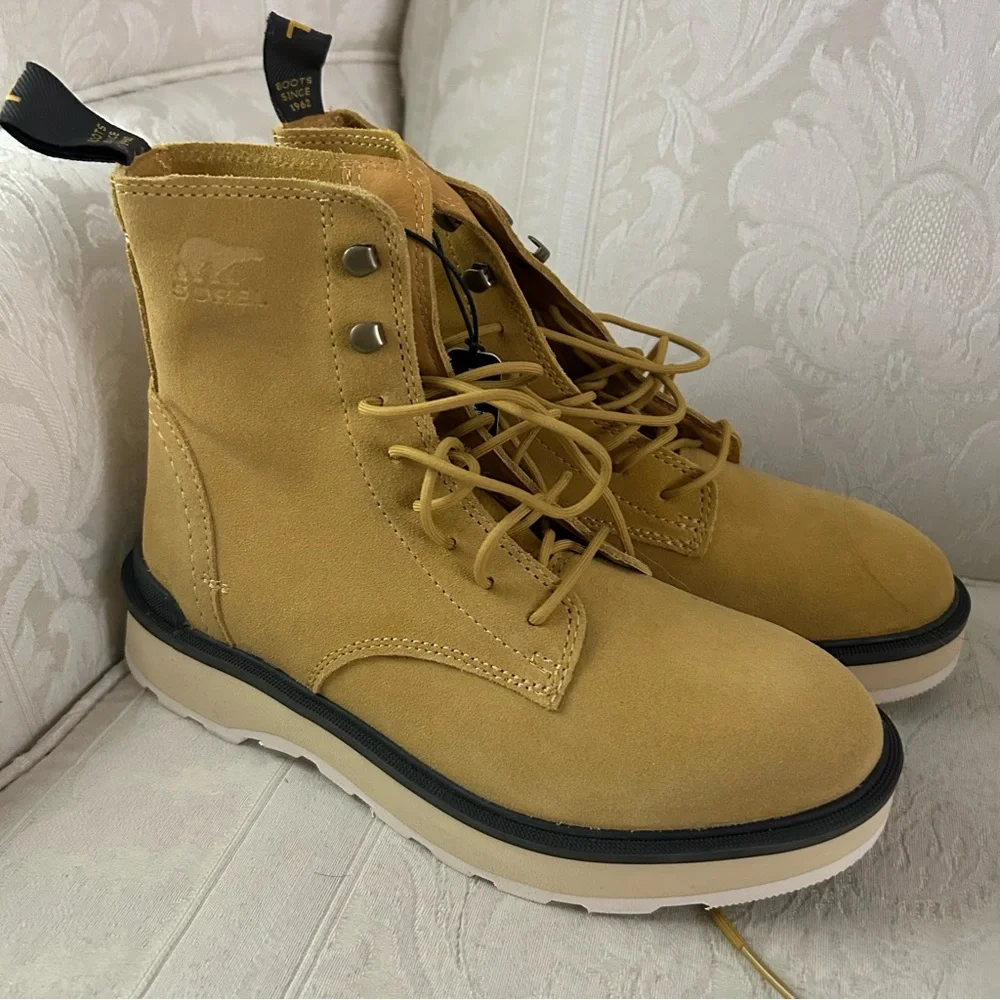 Sorel hi line lace combat boots super soft waterproof suede lightweight size 6.5
